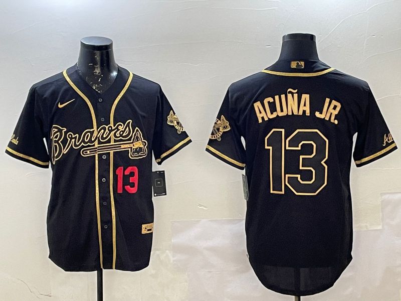 Men Atlanta Braves #13 Acuna jr Black Game 2025 Nike MLB Jersey style 4